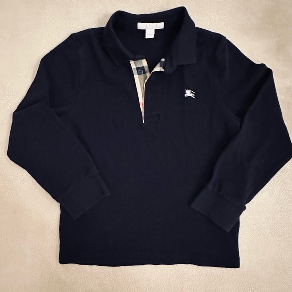 Burberry boys navy polo shirt with signature print accents - size 8 - Picture 1 of 6